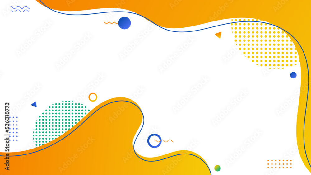 Abstract banner web template yellow liquid gradient shapes with geometric elements on white background