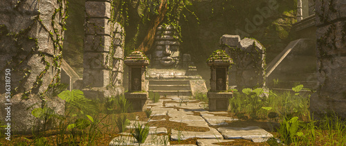 3D rendered mystic ancient aztec ruins