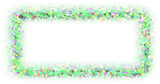 Translucent crystallized green frame of rainbow colors mix on a transparent background. Confetti effect. png format.	
