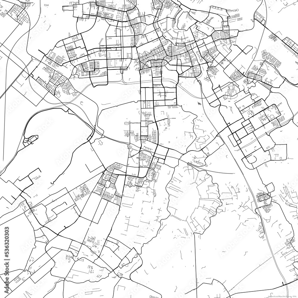Area map of Amstelveen Netherlands with white background and black roads