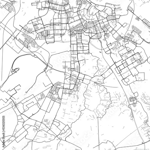 Area map of Amstelveen Netherlands with white background and black roads