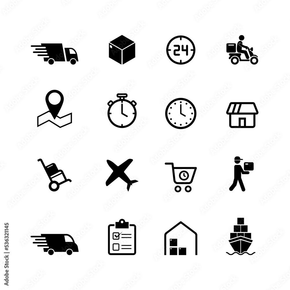 Fototapeta premium Logistic delivery icon pack