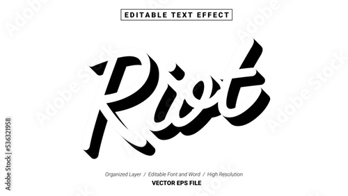 Editable Riot Font Design. Alphabet Typography Template Text Effect. Lettering Vector Illustration for Product Brand and Business Logo.
