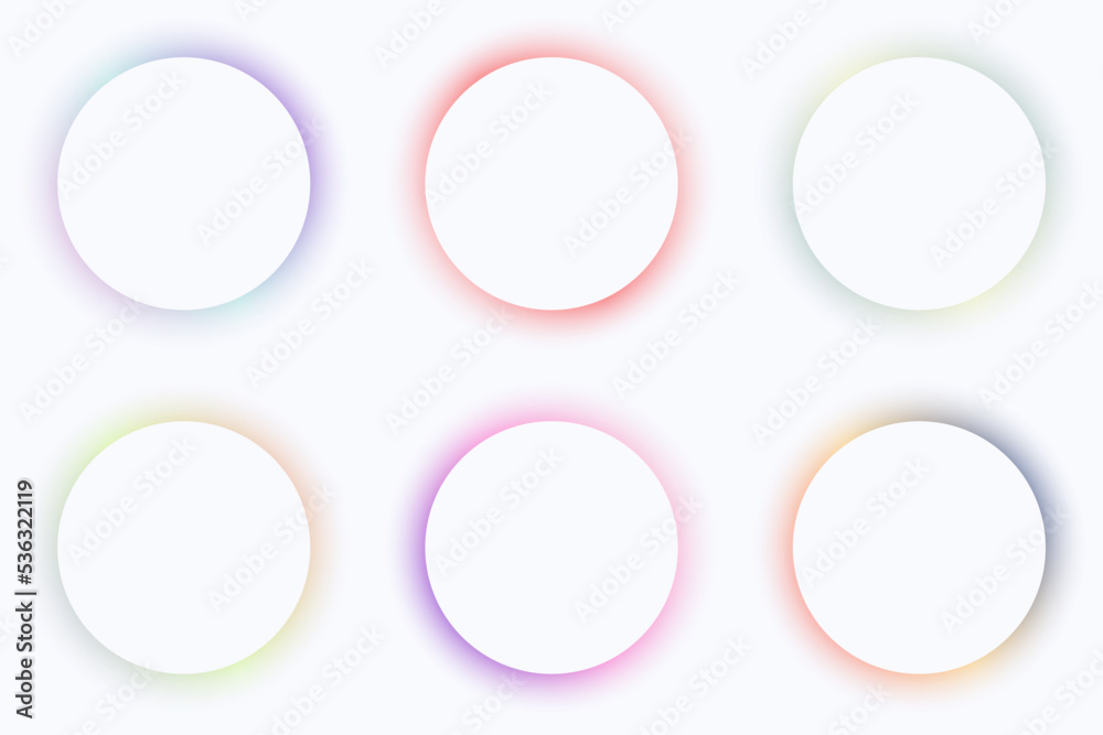 Set of 3D sign pastels colors blurred white geometric circle frame isolated on white background Set of 3D sign pastels colors blurred white geometric circle frame isolated on white background