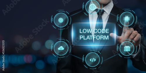 Digital low code software development technology concept. Digital background concept
