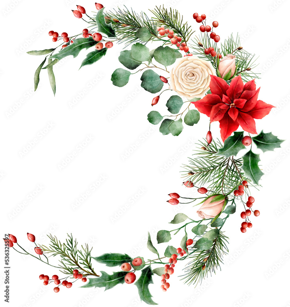 Christmas watercolor wrearh clipart Christmas watercolor wrearh clipart