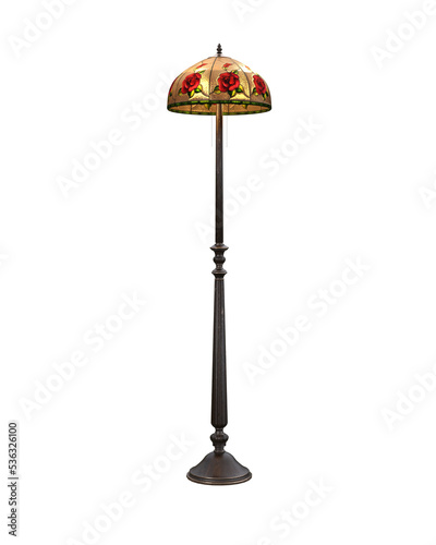 Принти на полотні Vintage floor standing lamp with stained glass shade