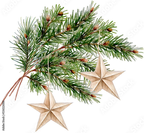Christmas watercolor decorative composition