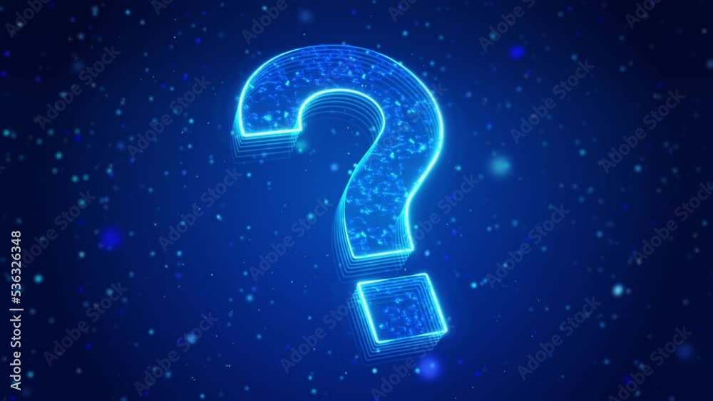 Question Mark Digital Technology Virtual Screen HUD Hologram Hi Tech Loop concept. Question marks, doubt, Poll, survey, interrogation, query background. Ask for help. FAQ . Asking questions.