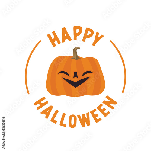Wallpaper Mural Happy halloween badge with carved pumpkin cartoon illustration. Cute spooky design. Torontodigital.ca