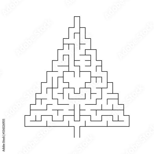 Labyrinth. Christmas tree maze. Puzzle Game for kids or adults. Sketch vector illustration