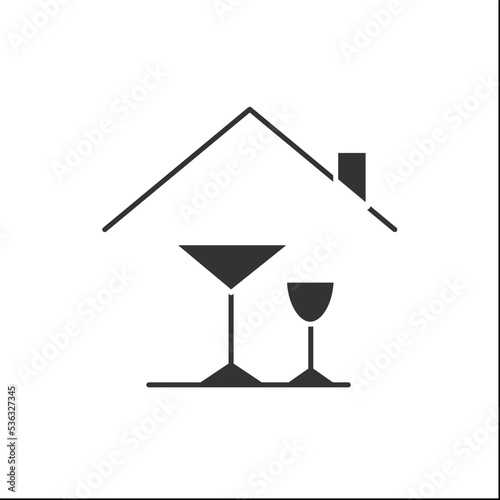Home alcohol bar glyph icon. Mini bar. Home party, celebration. Home interior, furniture. Cocktail party and drinking establishment concept.Filled flat sign. Isolated silhouette vector illustration