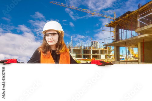 Builder with blank banner. ...
