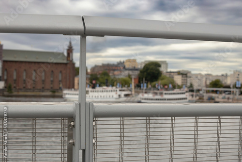 details of a fence in front of a port in Stockholm