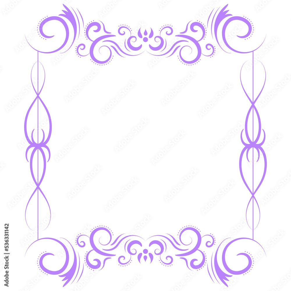 Ornamental Calligraphic Decorative Floral Frame, Classic rectangular frame