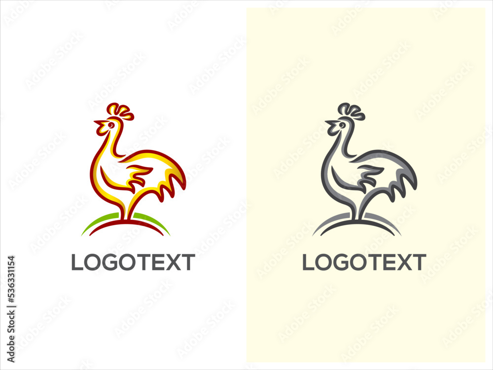 Obraz premium Chicken Silhouette Logo Design Vector