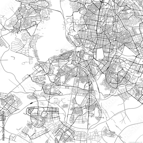 Area map of Carabanchel Spain with white background and black roads