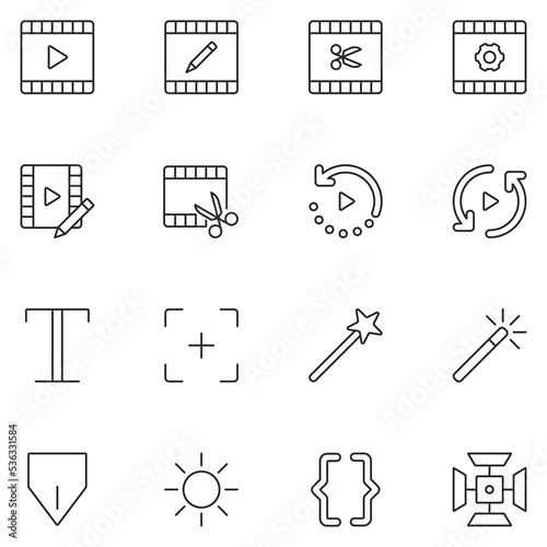 Video Editing Line Icon Set