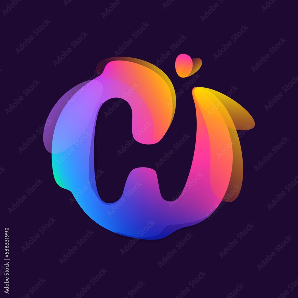 H letter logo in multicolor gradient splash blot. Negative space splash icon. H letter logo in multicolor gradient splash blot. Negative space splash icon.