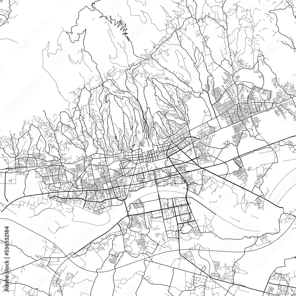 Area map of Centar Croatia with white background and black roads