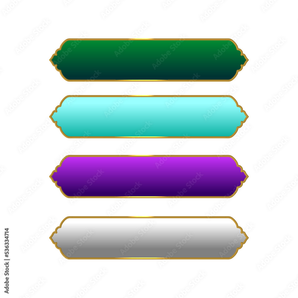 luxury golden arabic islamic text box title frame border vector set