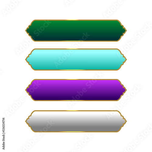 luxury golden arabic islamic text box title frame border vector set
