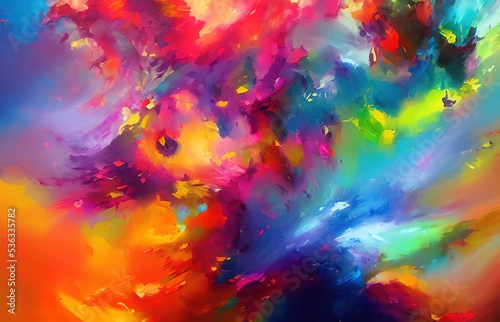 Multicolored splashes of paint, abstraction, illustration.