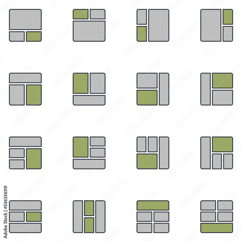 Page Grid Filled Line Icon Set