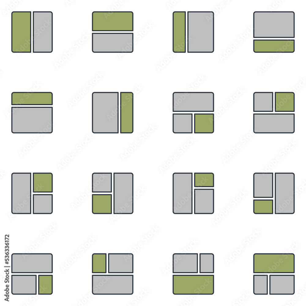 Page Grid Filled Line Icon Set
