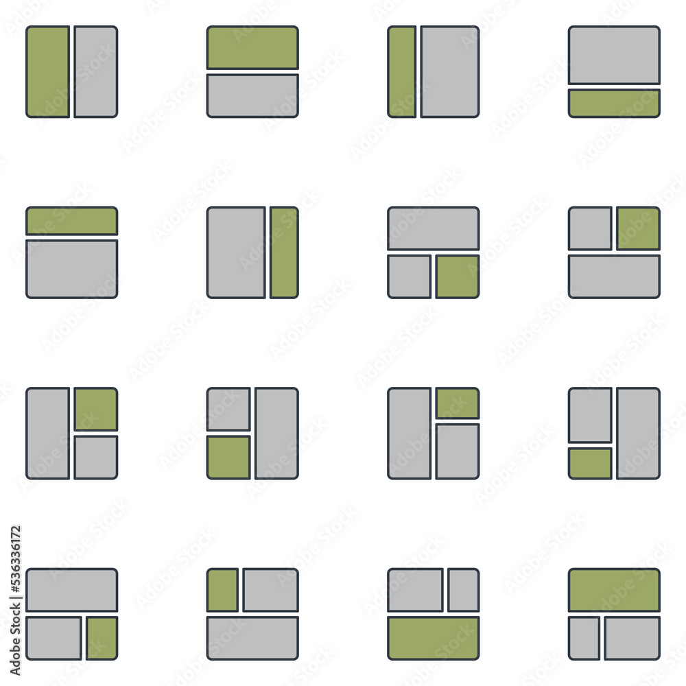 Page Grid Filled Line Icon Set Page Grid Filled Line Icon Set
