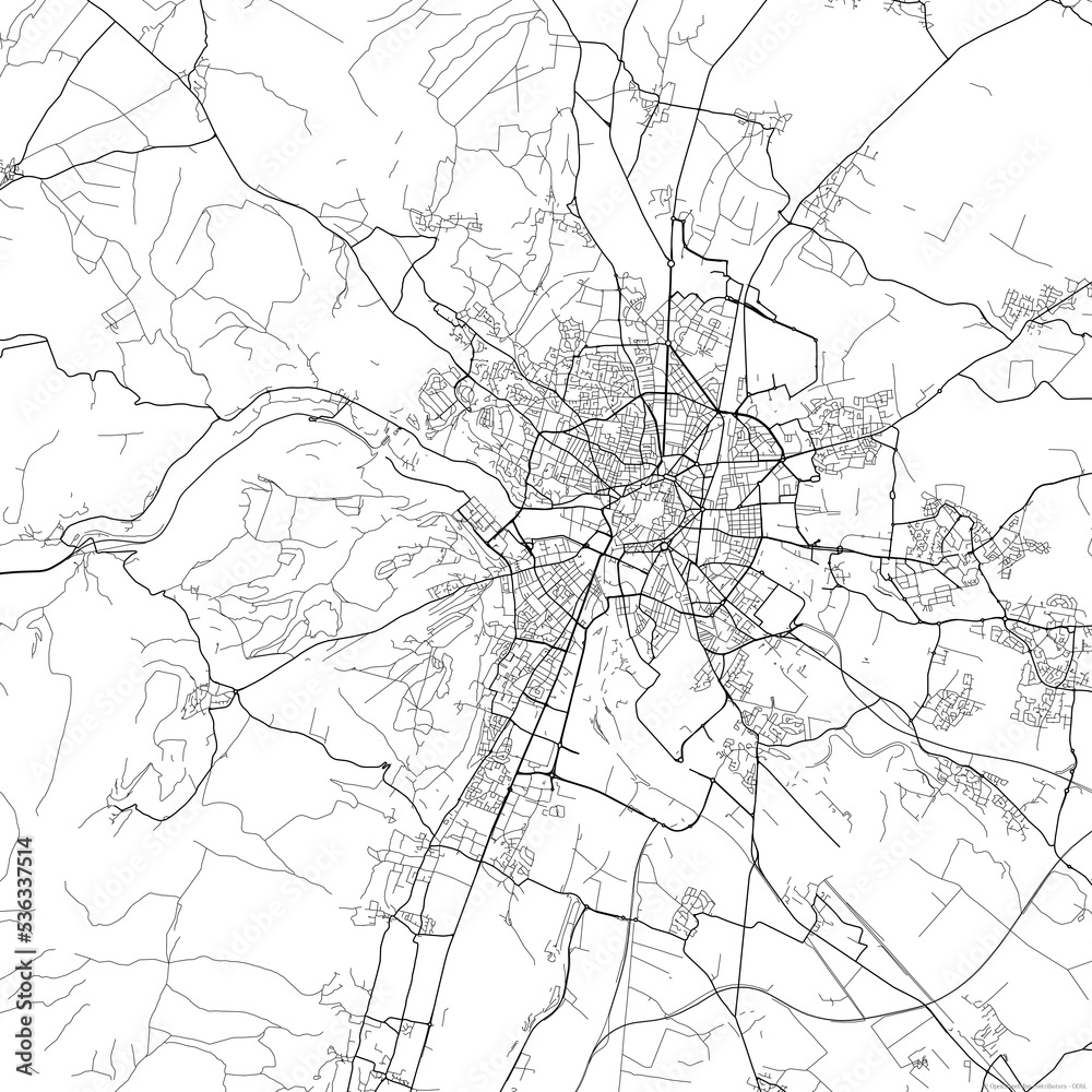 Area map of Dijon France with white background and black roads