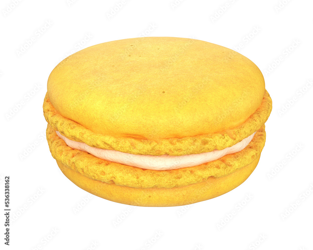 Yellow macaroon on a white background, 3d render Yellow macaroon on a white background, 3d render