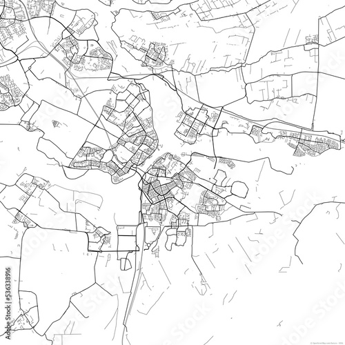 Wallpaper Mural Area map of Dordrecht Netherlands with white background and black roads Torontodigital.ca