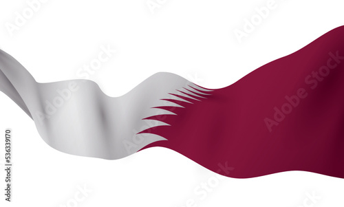 Long and waving Qatar flag over white background, Vector illustration