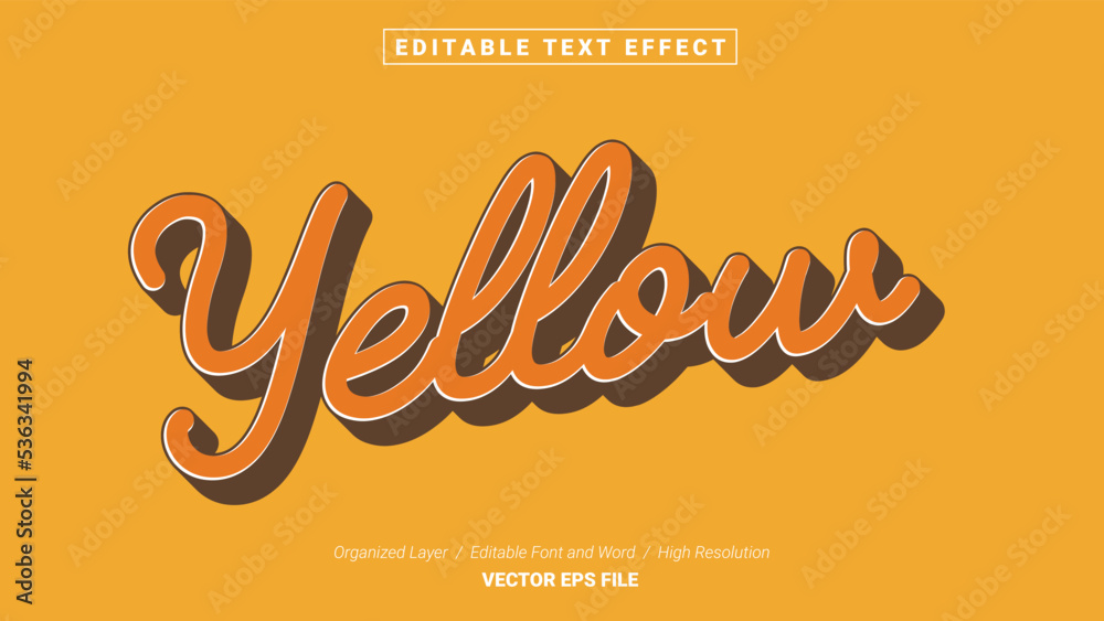 Editable Yellow Font Design. Alphabet Typography Template Text Effect. Lettering Vector Illustration for Product Brand and Business Logo.
