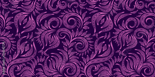 Purple vector seamless abstract floral  pattern