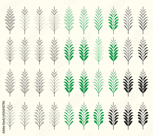 Design elements. Set 10 Collection of leaf and tree vector.