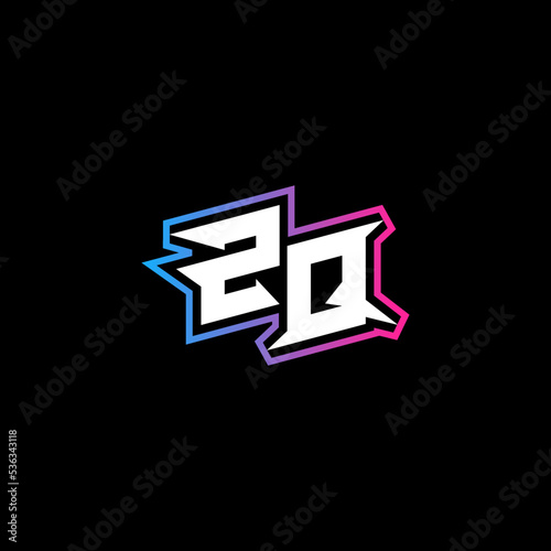 ZQ initial logo esport or gaming concept design photo