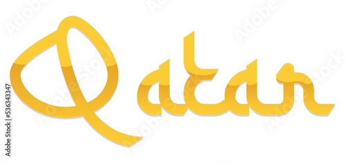 Golden design with Qatar text over white background, Vector illustration
