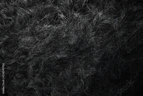 black Fur Background. Bear, Dog Skin. Digital Illustration. black fur vector texture. black animal skin imitation. Furry background. Seamless animal print. 
