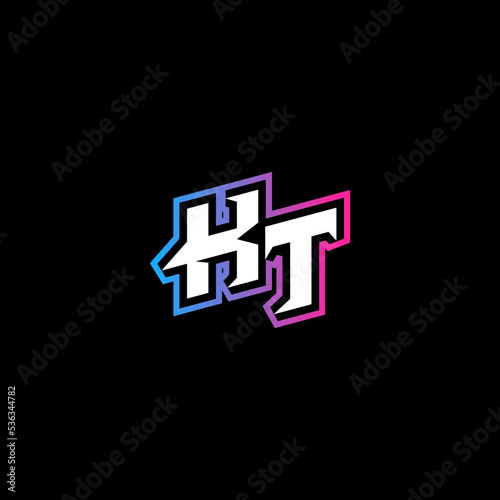 KT initial logo esport or gaming concept design