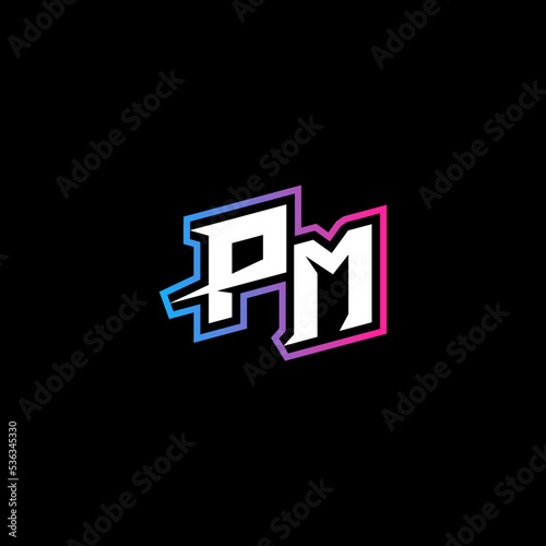 PM initial logo esport or gaming concept design