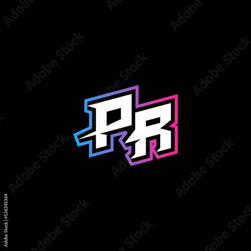PR initial logo esport or gaming concept design