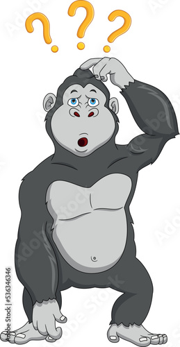 cartoon confused gorilla on white background