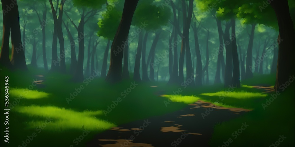 Obraz premium Path through the forest. High quality Illustration