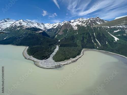 Alluvial Fan as it empties into the ocean in Alaska