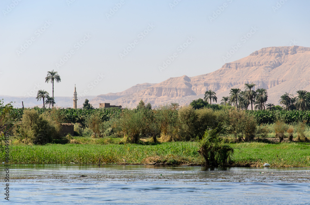 nile river, the valley of the kings and the city of luxor in a sunny summer afternoon