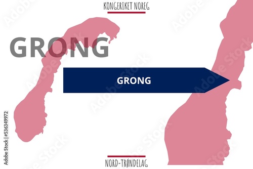 Grong: Illustration mit dem Namen der norwegischen Stadt Grong in der Provinz Nord-Trøndelag photo