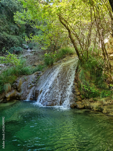 Waterfalls Polilimnio, Polylimnio - a nature reserve in the southwest of the Peloponnese Peninsula.