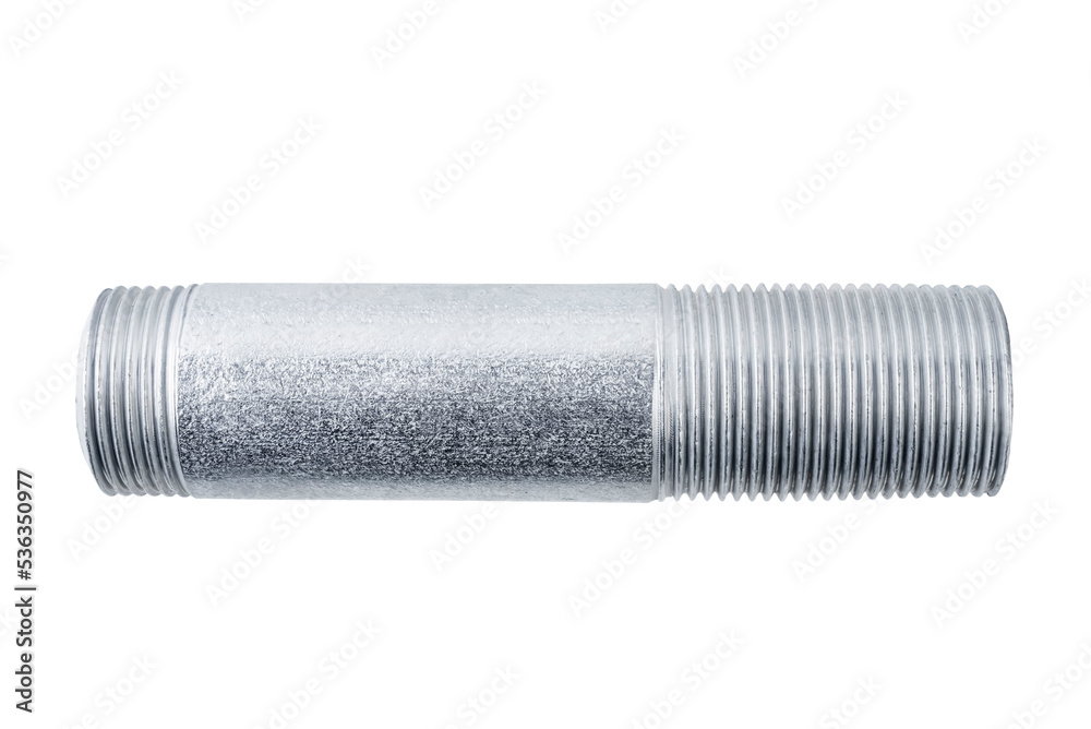 Plumbing Accessories, Extension Nipple, brass and stainless steel on a white isolated background Plumbing Accessories, Extension Nipple, brass and stainless steel on a white isolated background
